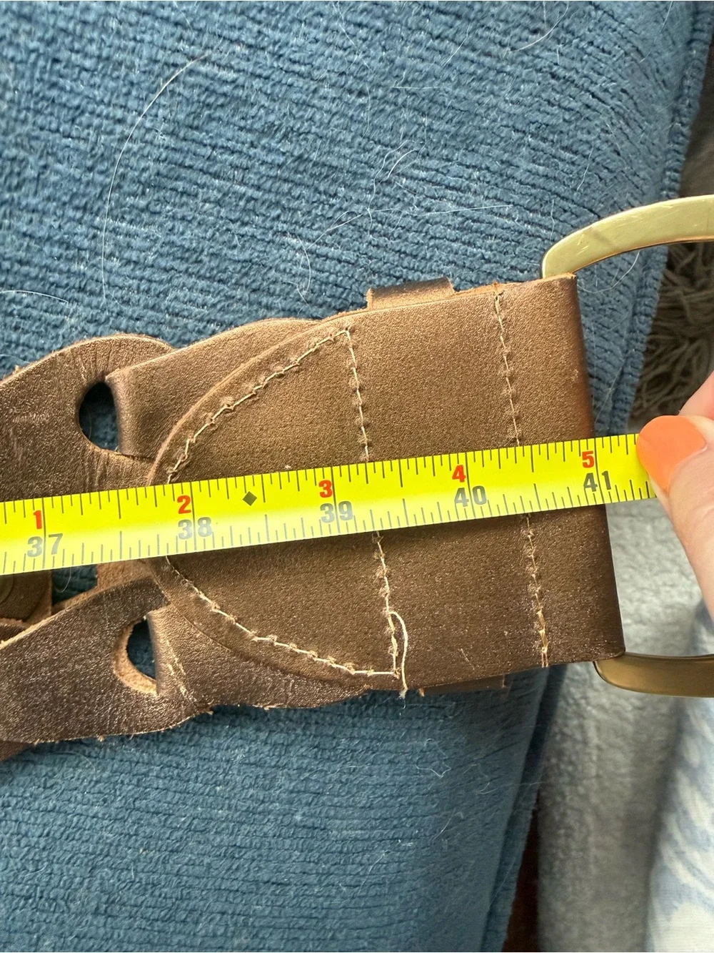 Braided Tan Leather Waist Belt with Brass Buckle